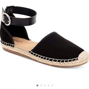 Style & Co Size 6.5 Black Paminaa Flat Ankle Strap Espadrille Sandals